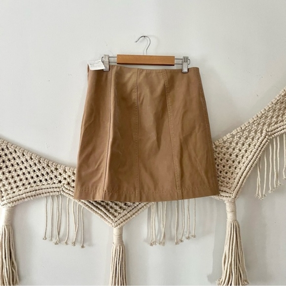 Free People Modern Femme Camel Tan Suede Leather Mini Skirt. - Picture 6 of 11